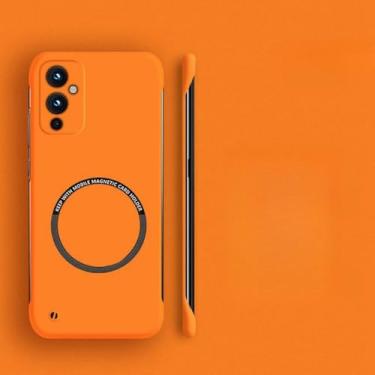 Imagem de Capa de telefone magnética sem moldura de PC rígido para Oneplus 10 Pro 9R 9RT 10R 10T 11 9 8T 7T 8 7 Pro Capa fina fosca, laranja, para 9R