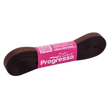 Imagem de Fita de Cetim Progresso Face Simples, 10m, 10mm, Marrom - CF002.340