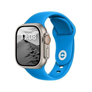 Imagem de Pulseira esportiva DONEGANI SB compatível com Apple Watch Ultra e Se de 49, 45, 44, 42, 41, 40 e 38 mm, unissex, série 9, 8, 7, 6, 5, 4, 3, 2 e 1, iWatch, silicone, azul mar
