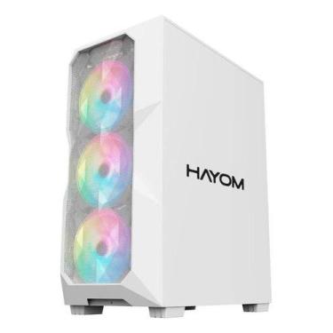 Imagem de Gabinete Gamer Branco Lateral Vidro + 3 Fans RGB - HAYOM