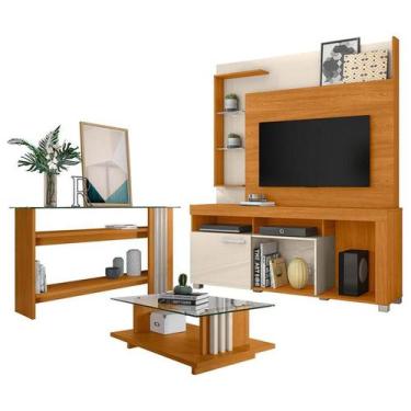 Imagem de Estante Home Theater Ícaro com Aparador e Mesa de Centro Frizz Cinamom