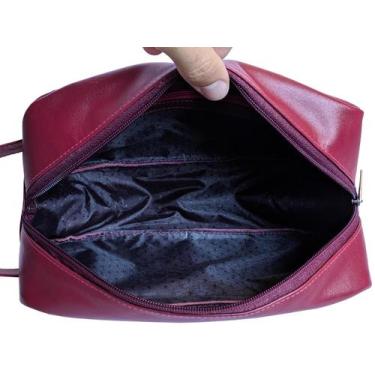 Imagem de Necessaire Feminina Estojo Viagem Maquiagem Grande Em Couro - Art Mina