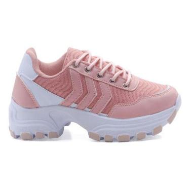 Imagem de Tênis Alto Feminino Sola Alta Leve  Confortável - Vanelli, 38, Nude