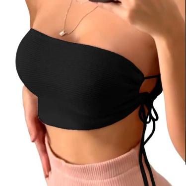 Imagem de Kit 2 Tops Faixa Cropped Feminino Amarração Casual Multiuso Festa - Hy