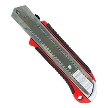 Imagem de Estilete Largo De Metal Profissional Lamina 25Mm - Mtx, Vermelho