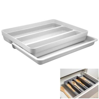 Imagem de Organizador De Gaveta Extensível Porta Talheres Utensílios Cozinha Log