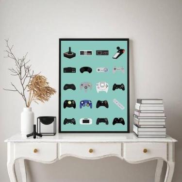 Imagem de Quadro Decorativo Controles Vídeo Game 45X34Cm - Com Vidro - Quadros O