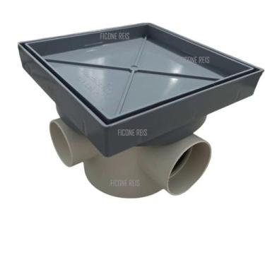 Imagem de Ralo Invisível Sifonado 15x15 Cinza Banheiro modelo Porcelanato Colar 