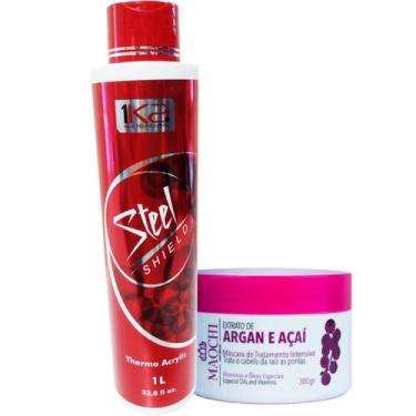 Imagem de Kit 1Ka Steel Shield Selagem Escova Progressiva Orgânica 1L - 1Ka Prof