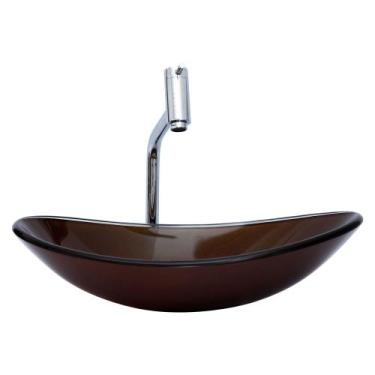 Imagem de Kit Banheiro Cuba Vidro Oval 47 Cm + Torneira Link + Válvula - Lopazzi