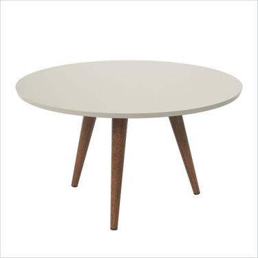 Imagem de Mesa de Centro Decorativa Slim Off White Redonda Pés Palito - Patrimar