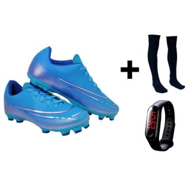 Imagem de Chuteira Campo Adulto Juvenil 200 Nova Travas Futebol Uzze + Meião + R