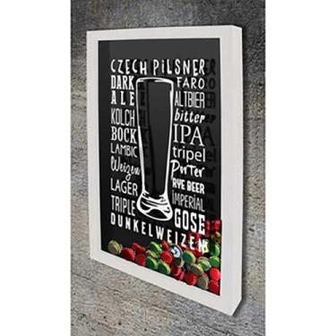 Imagem de Quadro Porta Tampinhas Tipos de cerveja 2  - Quadro Novo, 30x40, Branc