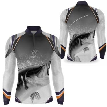 Imagem de Camisa Pesca Manga Longa esportiva Tecido Com Protecao Solar UV 50 Cam