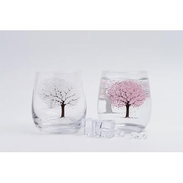 Imagem de APROFAMILY Copo de vinho coreano emocional com mudança de cor de flor de cerejeira Soju, uísque, tequila, saquê e outras bebidas alcoólicas estão disponíveis (VINHO)