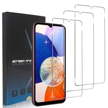 Imagem de zonyee Pacote com 3 protetores de tela para Samsung Galaxy A14 4G/5G, M14 5G, película protetora de vidro temperado HD-Clear com dureza 9H para Samsung Galaxy A14, M14 5G - Suporte para desbloqueio de