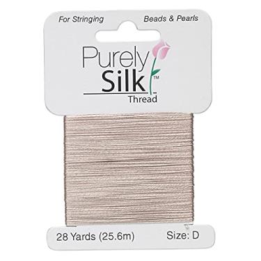Imagem de Purely Silk Simply Silk Beading Thread Cord Tamanho D Cinza 0,012 polegadas 0,34 mm Cartão de 28 jardas para amarrar tecelagem Kumihimo