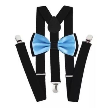 Imagem de Kit Suspensório Preto Gravata Borboleta Dupla Azul Bebê - Style Store,