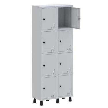 Imagem de Roupeiro De Aço Light 8 Portas Cinza Para Cadeado - Pandin
