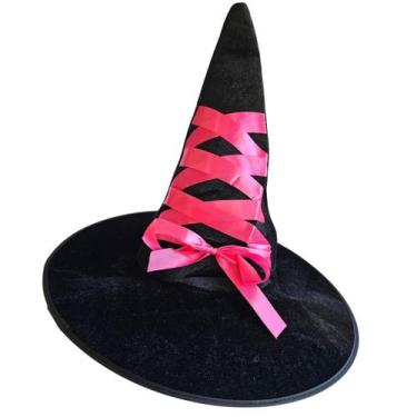 Imagem de Chapéu Bruxa preto com fitas festa das Halloween - Xiao, Pink