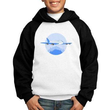 Imagem de Moletom Infantil Avião nas Montanhas - Foca na Moda, Branco, Preto, 10