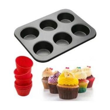 Imagem de Forma Cupcake 6 Cavidades Antiaderente Empada Petit Gateau - oem