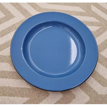 Imagem de 01 Prato Esmaltado Original Ágata 26cm Cor Azul Postagem Rápida - Meta