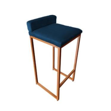 Imagem de Banco Banqueta Cadeira Grécia Base Metal Bronze Veludo - Fina Mobília,
