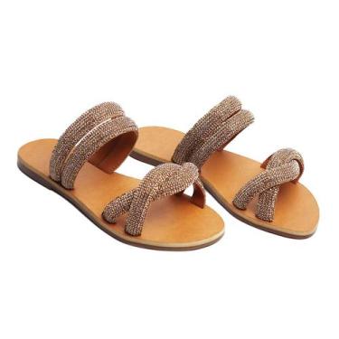 Imagem de Sandália Feminina Rasteira Tiras Com Strass Ana - Maria Rita Shoes, Do