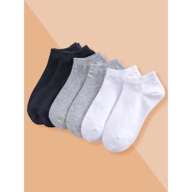 Imagem de Kit 12 Pares De Meias Infantil Juvenil Lisa Menina Menino - LOA, 25 a 