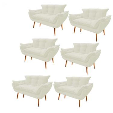 Imagem de Kit 06 Namoradeira  Decorativa  Opala Pés Palito em Madeira 2 Lugares 