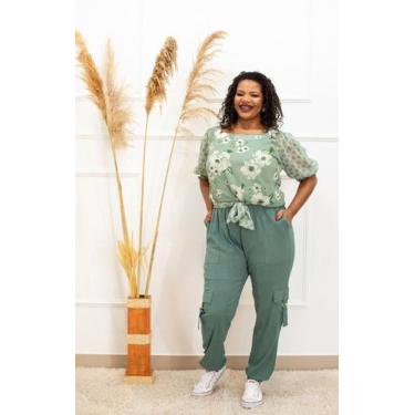 Imagem de Calça Feminina Modelo Cargo Plus Size - Predilect's Plus