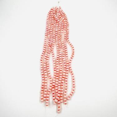 Imagem de Fio de Pedras Redondas 8mm 45un Branco e Vermelho 30cm Arte - Macall