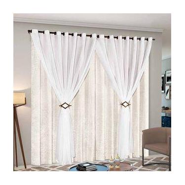 Imagem de Cortina Cetim Voil Cecília 4,00x2,50 - CASA CHIC Enxovais, Perola