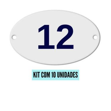 Imagem de Kit Com 10 Números Oval PVC  Numerador 1 ao 20 - Danti, Número 12 - 10
