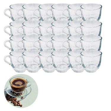 Imagem de Conjunto 24 Xicaras Chique 150ML Para Cha Cafe Vidro Resistente - PRAT