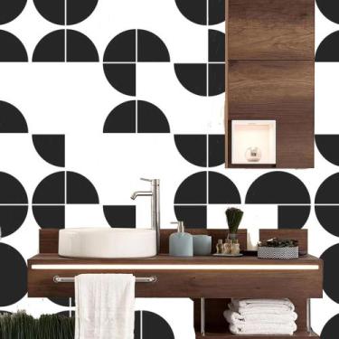 Imagem de Papel de Parede  Textura Azulejos prteo e branco   (folha med. 90x300 