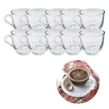 Imagem de Jogo Xicaras S/ Pires 150ML Transparente Vidro Resistente 10 UN - PRAT