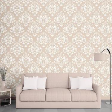 Imagem de Adesivo de Parede Vintage Arabesco Jacquard Bege 310x58cm - PapelDePar