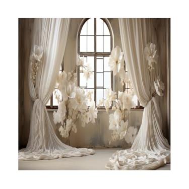 Imagem de DORCEV 2,4 x 2,4 m, decoração de festa de casamento, banner, recepção de casamento, cenário fotográfico, branco, flores florais, moldura francesa, fundos para fotos, chás de bebê, retratos