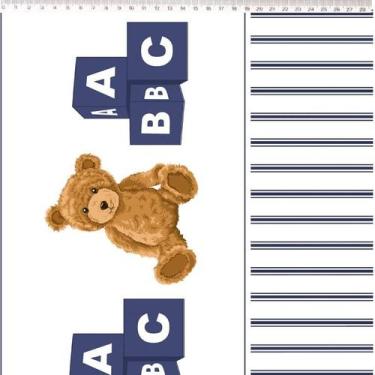 Imagem de Tecido Estampado para Patchwork - Urso Teddy Bear: Barrado de Urso Azu