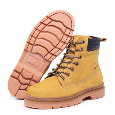 Imagem de Bota Coturno Masculino Trilha Couro Cano Alto 9000 Amarelo - Frontinni