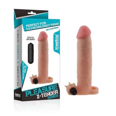 Imagem de Capa Peniana Extensora com Veias Salientes e Anel para Escroto, 20cm x 4cm, Penetráveis: 15cm, com Cápsula Vibratória