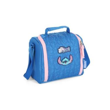 Imagem de Lancheira Escolar com Alça Lilo Stitch Disney Azul Matelasse, Azul