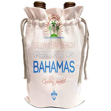 Imagem de 3dRose Gillam Bay Beach, Green Turtle Cay, Bahamas. Presente de férias de verão - Sacola de vinho, 34 x 21 cm, bege