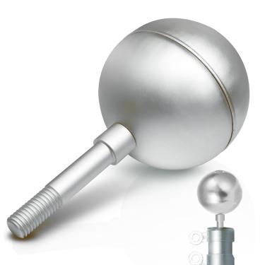 Imagem de Ornamento de topo de bola de mastro de bandeira autêntico de 3" Anley - Acabamento de alumínio anodizado prateado - Substituição de topo à prova de intempéries - Ajuste padrão de postes de bandeira dos EUA, caminhão de polia e luzes solares