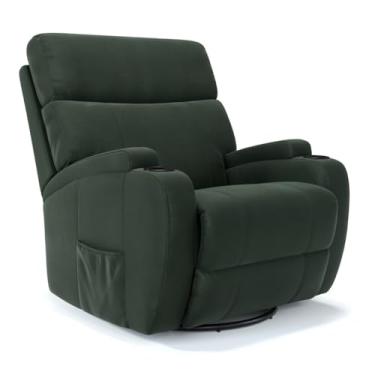 Imagem de Poltrona do Papai Reclinável Elétrica Massageadora em Suede - Modelo Imperial Damie (Verde Musgo)