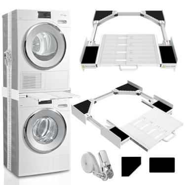 Imagem de Kiss Core Kit de empilhamento de lavadora e secadora, kit de empilhamento universal de lavadora e secadora com placa deslizante removível, kit de empilhamento ajustável de 73,7 a 53 cm para lavadora e