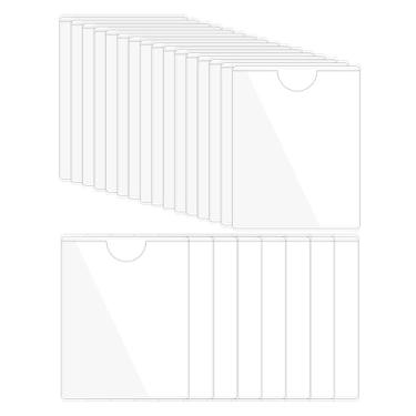 Imagem de PATIKIL Bolsos adesivos para cartão de 7,9 x 6 cm com abertura superior para carregar, 24 peças de porta-etiquetas de plástico para organizar e proteger caixas de armazenamento de cartões de visita