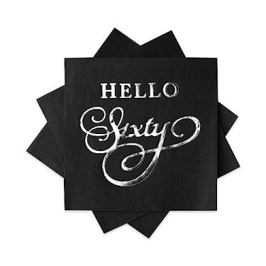 Imagem de Livebe Guardanapos de papel descartáveis para festa de aniversário com folha dourada, decorações de feliz aniversário, pacote com 100, guardanapos de 3 camadas, 12,7 x 12,7 cm dobrados (preto 60º)